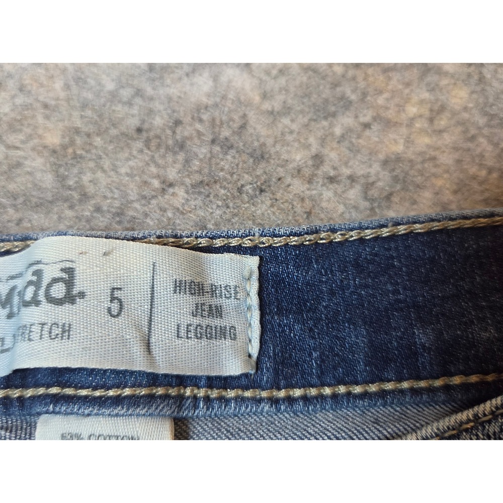 Y2K Mudd FLX Stretch High Rise Jean Legging Light Wash Raw Hem Skinny Size 5 - Picture 10 of 13